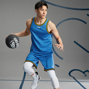 李宁篮球套装男背心两件套速干短裤2022新款无袖透气黑色运动服男