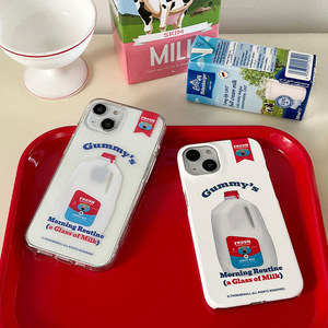 韩国代购 theninemall 小众ins小熊白色牛奶瓶牛奶桶菲林壳硬壳iphone15手机壳三星S24保护套