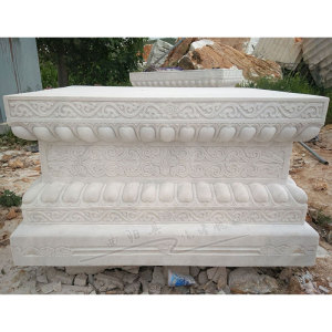 天然汉白玉雕花莲花底座雕刻石雕佛像狮子麒麟大象浮雕坐台石台