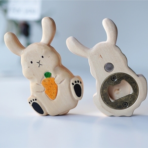 卯兔桦木兔子冰箱贴开瓶器创意可爱日系原木ins风小清晰乔迁礼物