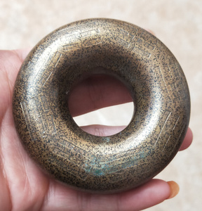 民国中医游医郎中铜药铃子八卦背日月星辰串铃铛手摇 老物件虎撑