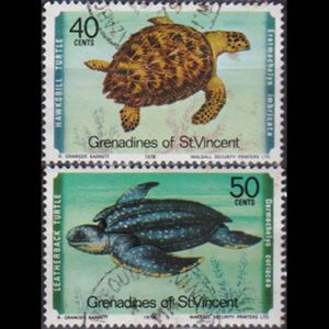 圣文森特格林纳丁斯1978年海龟(40-50c信销)2枚(XC0634)