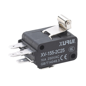 旭瑞电子双联微动开关xv1552c25滚轮微动开关银触点黑色
