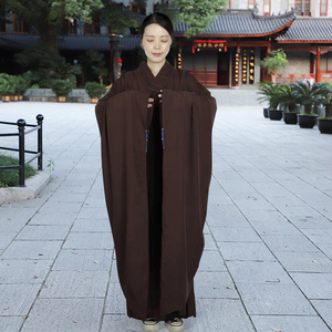 了尘僧服四季海青尼姑居士服真丝僧衣出家人海清广袖佛衣袈裟僧人