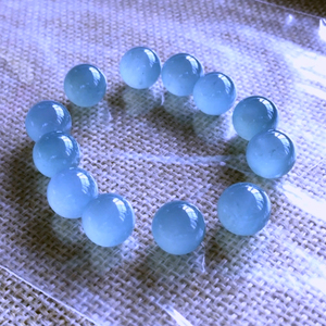 芳芳翡翠可迪珠宝阁缅甸天然a货翡翠冰蓝单珠圆珠女款手串包证书