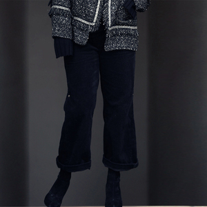 菊家菊作  原创设计师款条绒中腰显瘦气质喇叭裤《细书》细行