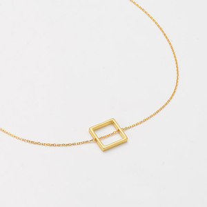 正方形吊坠锁骨链