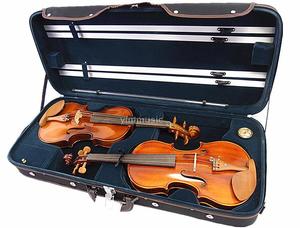 特惠木制44小提琴中提琴盒两只装琴盒琴箱双琴盒硬盒非碳纤维琴盒