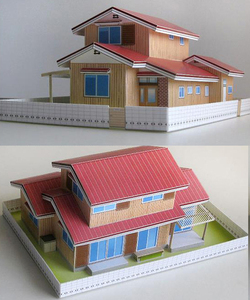 手工diy日本住宅民居机器猫哆啦a梦大雄家纸模型3d立体建筑物
