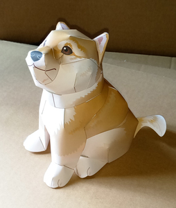 手工diy柴犬简单纸模型3d立体动物模型 宠物狗模型 纸狗