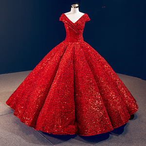 001人付款淘宝一字肩简约白色婚纱礼服 敬酒齐地宴会主持生日草坪婚纱