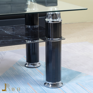 钜日 简易黑色玻璃茶几餐台脚 圆形铝管茶几餐台腿桌子腿五金配件