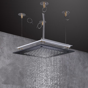 五酒店隐藏式吸顶花洒16寸400黑色方形隐形吊顶超大淋雨喷头