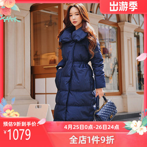 粉红大布娃娃冬装女新款时尚潮流廓形加厚保暖中长款过膝羽绒服