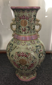 清代乾隆粉彩花瓶 仿古瓷器官窑做旧 景德镇摆件收藏品古董