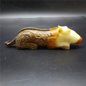 高古玉老玉春秋战国和田玉马灰皮羊脂玉摆件古代玉雕兽古董老物件