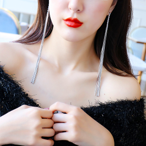 港风气质超长流苏耳环一字肩百搭简约配饰品耳饰新娘结婚耳环女生