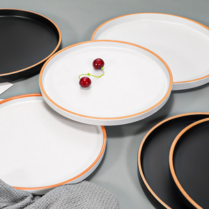 密胺平盘浅盘西餐牛排盘创意仿瓷盘子10英寸法式早餐盘简约商用圆