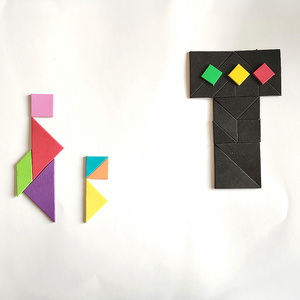 七巧板贴纸贴画过马路 儿童交通安全学习红绿灯diy创意拼贴粘贴画