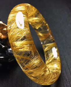 天然钛晶手镯白体黄钛金发晶铜顺发全净体内径56宽17厚12正品男女