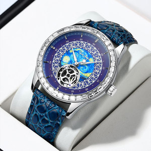 van gogh梵高瑞士手表自动机械男士腕表小秒针商务男镂空星空时尚