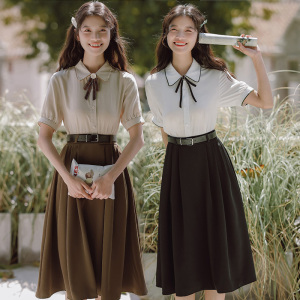 时尚气质套装裙子衬衫姐妹闺蜜装2022新款春夏学生学院风两件套女