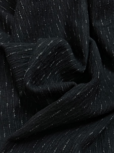 意大利90%含毛黑色凹凸线条编织羊毛布料外套大衣裙子粗花呢面料