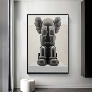 大幅手绘油画kaws挂画落地画轻奢玄关客厅沙发背景装饰画入户走廊