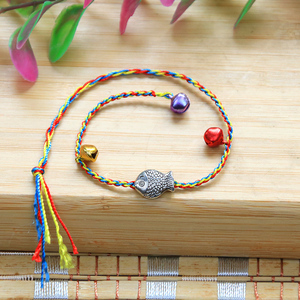 手工编织木葫芦铃铛手链diy彩线编织端午节五彩绳手链礼品手绳