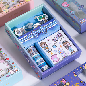 有控 手帐贴纸胶带便利贴套装 可爱卡通手绘人物手账diy装饰素材