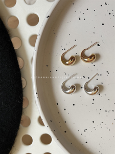韩国简约小众设计金属耳钉2024年新款潮明星同款金豆子耳环17158