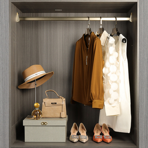 样板房衣帽间女士衣柜软装搭配衣服包包高跟鞋收纳箱轻奢组合套装