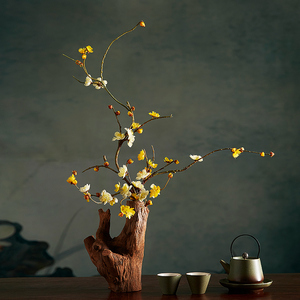 中式花艺仿真花腊梅绢花假花塑料花样品房软装装饰摆件古风插花