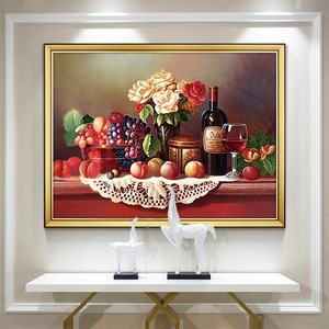 蒙娜丽莎十字绣2024新款欧式餐厅客厅卧室玄关水果花瓶手工自己绣