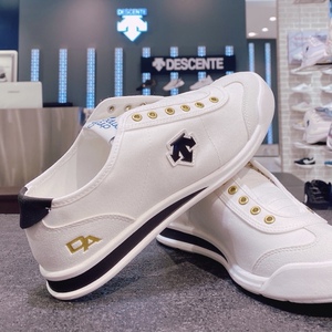 韩国代购男女情侣正品直邮descente迪桑特一脚蹬男女帆布休闲板鞋