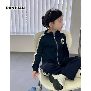 女童套装春装2024新款韩版儿童宝宝春秋季洋气时髦运动针织两件套