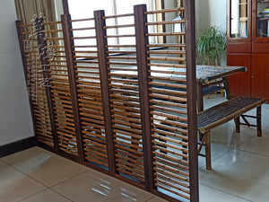 手工实木竹屏风卧室玄关庭院子隔断可定制做旧工艺碳化竹篱装饰品