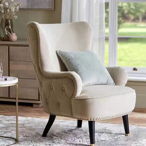 可定制美式单人沙发椅洽谈椅休闲椅现代简约布艺拉扣扶手椅老虎椅