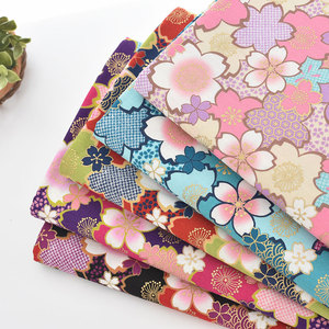 日本进口和风布料 纯棉棉布烫金印花 diy手工和服浴衣面料