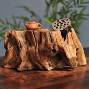 古董风化木独木山杏木根茶台壶座茶架木质红润寓意杏运之木