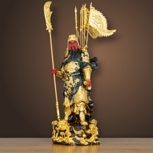 台湾纯铜武财神九龙关公五旗关二爷家居客厅办公室招财摆件工艺品