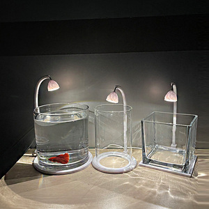 桌面鱼缸小型懒人玻璃造景客厅餐桌斗鱼专用小鱼缸家用夜灯观赏灯