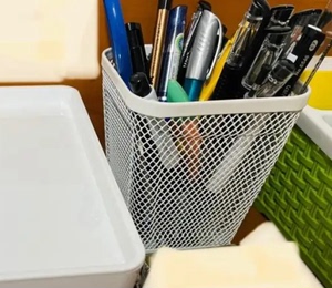 IKEA宜家代购德瑞约恩笔筒白色金属网眼笔筒桌面收纳盒文具收纳