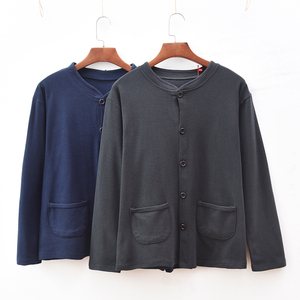 老人开衫内衣男纯棉开襟