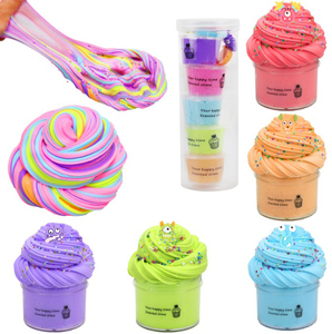 5pcs史莱姆slime棉花泥泡芙胶手臂康复训练彩泥套装儿童玩具礼物