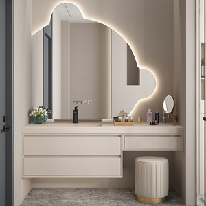 设计师定制轻奢实木岩板梳妆台浴室柜组合智能卫生间洗漱台洗手池