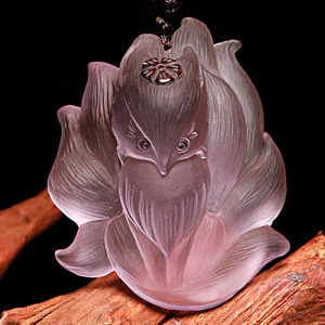 天然紫水晶狐狸吊坠九尾狐项链女原石正品饰品小狐狸毛衣链