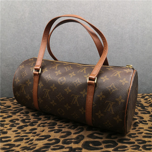 【二手奢侈品】lv 中古老花红皮圆筒包30