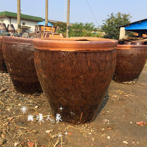 缸瓦缸庭院养鱼造景发酵腌菜水缸陶土油缸酱缸家用粗陶圆形1人付款25