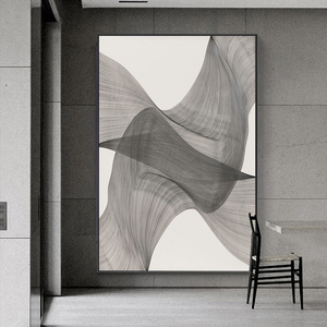 阡陌后现代线条玄关装饰画客厅黑白壁画北欧高端落地定制轻奢挂画